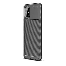 Gpack Samsung Galaxy A71 Negro Karbon Dizayn Nano Glass Kahverengi Silikon Cep Telefonu Kılıf