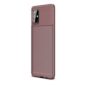 Gpack Samsung Galaxy A71 Negro Karbon Dizayn Nano Glass Kahverengi Silikon Cep Telefonu Kılıf