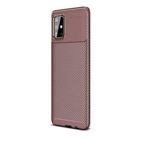 Gpack Samsung Galaxy A71 Negro Karbon Dizayn Nano Glass Kahverengi Silikon Cep Telefonu Kılıf