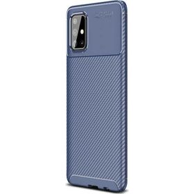 Gpack Samsung Galaxy A71 Negro Karbon Dizayn Nano Glass Lacivert Silikon Cep Telefonu Kılıf