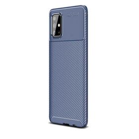 Gpack Samsung Galaxy A71 Negro Karbon Dizayn Nano Glass Lacivert Silikon Cep Telefonu Kılıf