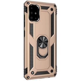 Gpack Samsung Galaxy A71 Vega Standlı Yüzüklü Mıknatıslı Gold Silikon Cep Telefonu Kılıf