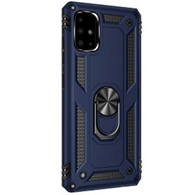 Gpack Samsung Galaxy A71 Vega Standlı Yüzüklü Mıknatıslı Lacivert Silikon Cep Telefonu Kılıf