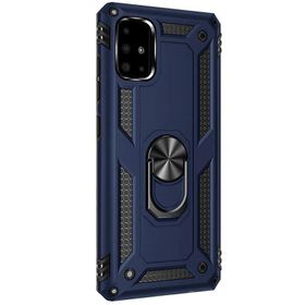 Gpack Samsung Galaxy A71 Vega Standlı Yüzüklü Mıknatıslı Lacivert Silikon Cep Telefonu Kılıf