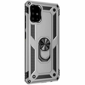 Gpack Samsung Galaxy A71 Vega Standlı Yüzüklü Mıknatıslı Nano Glass Gümüş Cep Telefonu Kılıf
