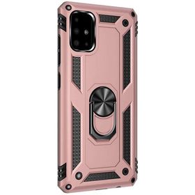 Gpack Samsung Galaxy A71 Vega Standlı Yüzüklü Mıknatıslı Nano Glass Kırmızı Cep Telefonu Kılıf