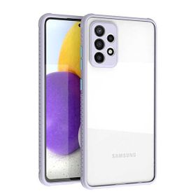 Gpack Samsung Galaxy A72 Kaff Kamera Koruma Arkası Şeffaf Silikon Mor Cep Telefonu Kılıfı