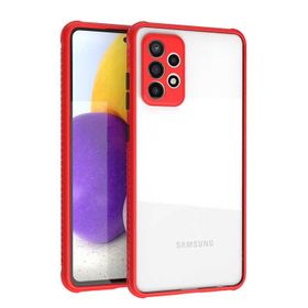 Gpack Samsung Galaxy A72 Kaff Kamera Koruma Arkası Şeffaf Silikon Mor Cep Telefonu Kılıfı