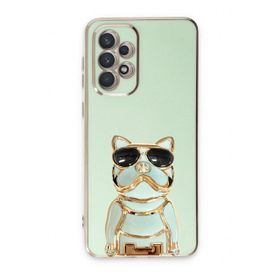 Gpack Samsung Galaxy A72 Kamera Korumalı Köpek Desenli Standlı Silikon Kılıf