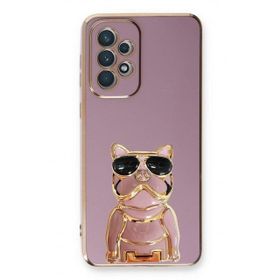 Gpack Samsung Galaxy A72 Kamera Korumalı Köpek Desenli Standlı Silikon Kılıf