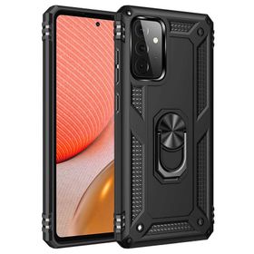 Gpack Samsung Galaxy A72 Vega Tank Koruma Standlı Yüzüklü Mıknatıslı Nano Glass Siyah Kılıf