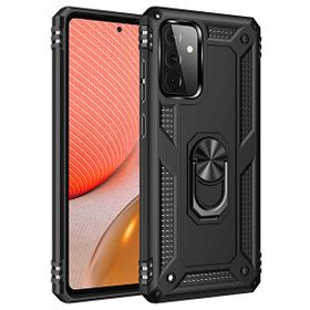 Gpack Samsung Galaxy A72 Vega Tank Koruma Standlı Yüzüklü Mıknatıslı Siyah Cep Telefonu Kılıfı