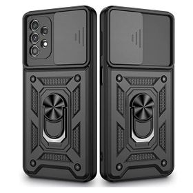 Gpack Samsung Galaxy A73 Tank Aramid Sürgülü Vega Yüzüklü Nano Siyah Cep Telefonu Kılıfı