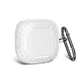 Gpack Samsung Galaxy Buds 2 Pro Sert Silikon Çizgi Desenli Kancalı SF19 Beyaz Kılıf