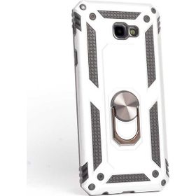 Gpack Samsung Galaxy J4 Plus Vega Yüzüklü Mıknatıslı Nano Glass Gümüş Kılıf