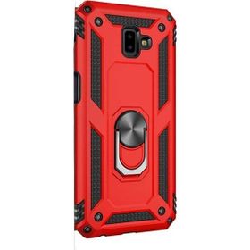 Gpack Samsung Galaxy J6 Plus Vega Yüzüklü Mıknatıslı Nano Glass Kırmızı Kılıf