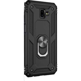 Gpack Samsung Galaxy J6 Plus Vega Yüzüklü Mıknatıslı Nano Glass Siyah Kılıf