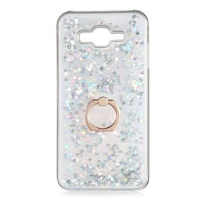 Gpack Samsung Galaxy J7 2015 Milce Sulu Yüzüklü Silikon Arka Kapak Beyaz Kılıf
