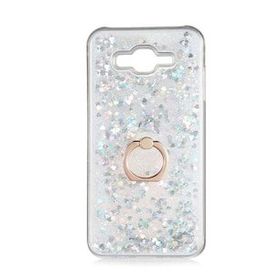 Gpack Samsung Galaxy J7 2015 Milce Sulu Yüzüklü Silikon Arka Kapak Beyaz Kılıf