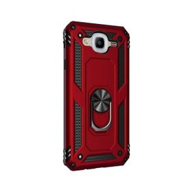 Gpack Samsung Galaxy J7 2015 Tank Koruma Vega Standlı Yüzüklü Mıknatıslı Kırmızı Cep Telefonu Kılıf