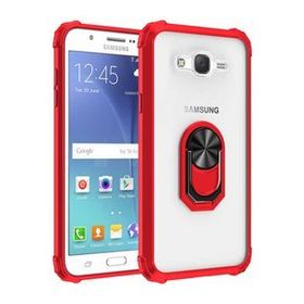 Gpack Samsung Galaxy J7 2015 Tank Koruma Vega Standlı Yüzüklü Mıknatıslı Kırmızı Cep Telefonu Kılıf