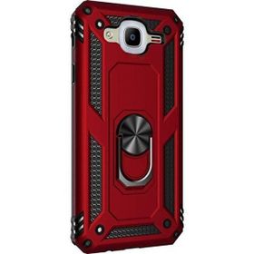 Gpack Samsung Galaxy J7 Core Tank Koruma Vega Standlı Yüzüklü Mıknatıslı Kırmızı Cep Telefonu Kılıf