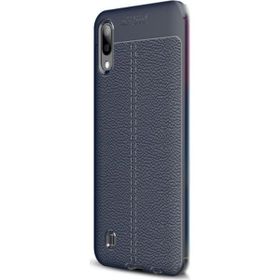 Gpack Samsung Galaxy M10 Niss Deri Görünümlü Lacivert Silikon Kılıf
