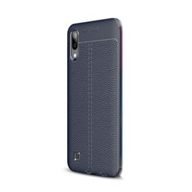 Gpack Samsung Galaxy M10 Niss Deri Görünümlü Lacivert Silikon Kılıf