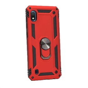 Gpack Samsung Galaxy M10 Vega Yüzüklü Mıknatıslı Nano Glass Kırmızı Kılıf
