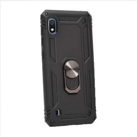 Gpack Samsung Galaxy M10 Vega Yüzüklü Mıknatıslı Nano Glass Siyah Kılıf