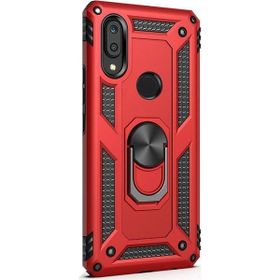 Gpack Samsung Galaxy M10S Vega Standlı Yüzüklü Mıknatıslı Kırmızı Silikon Cep Telefonu Kılıf
