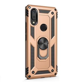 Gpack Samsung Galaxy M10S Vega Standlı Yüzüklü Mıknatıslı Nano Glass Gold Cep Telefonu Kılıf