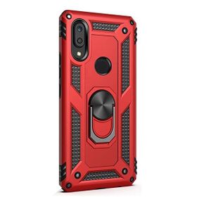 Gpack Samsung Galaxy M10S Vega Standlı Yüzüklü Mıknatıslı Nano Glass Kırmızı Cep Telefonu Kılıf