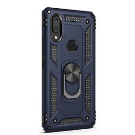 Gpack Samsung Galaxy M10S Vega Standlı Yüzüklü Mıknatıslı Nano Glass Lacivert Cep Telefonu Kılıf