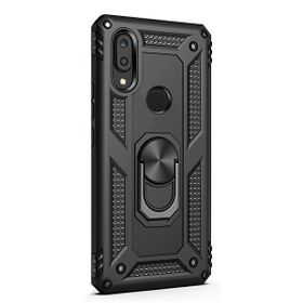Gpack Samsung Galaxy M10S Vega Standlı Yüzüklü Mıknatıslı Nano Glass Siyah Cep Telefonu Kılıf