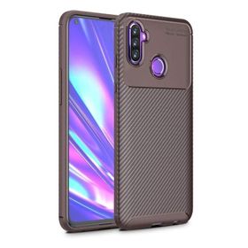 Gpack Samsung Galaxy M11 Negro Karbon Dizayn Silikon Kahverengi Kılıf