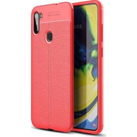 Gpack Samsung Galaxy M11 Niss Silikon Deri Görünümlü Kırmızı Kılıf