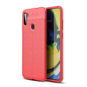 Gpack Samsung Galaxy M11 Niss Silikon Deri Görünümlü Kırmızı Kılıf