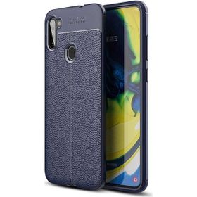 Gpack Samsung Galaxy M11 Niss Silikon Deri Görünümlü Lacivert Kılıf