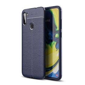 Gpack Samsung Galaxy M11 Niss Silikon Deri Görünümlü Lacivert Kılıf