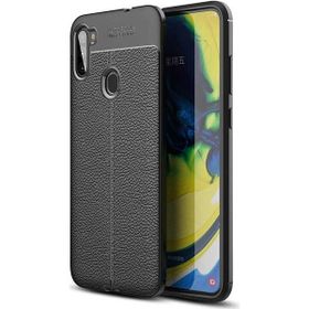 Gpack Samsung Galaxy M11 Niss Silikon Deri Görünümlü Siyah Kılıf