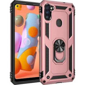 Gpack Samsung Galaxy M11 Vega Standlı Yüzüklü Mıknatıslı Nano Glass Bronz Cep Telefonu Kılıfı