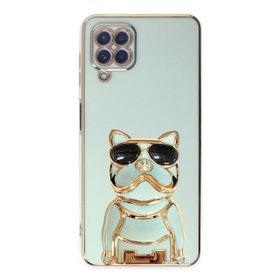 Gpack Samsung Galaxy M12 Kamera Korumalı Köpek Desenli Standlı Silikon Kılıf