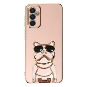 Gpack Samsung Galaxy M13 Kamera Korumalı Köpek Desenli Standlı Silikon Kılıf