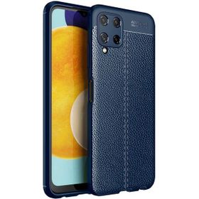 Gpack Samsung Galaxy M22 Niss Silikon Deri Görünümlü Korumalı Lacivert Kılıf