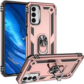 Gpack Samsung Galaxy M23 Vega Sert Silikon Tank Standlı Yüzüklü Mıknatıslı Bronz Kılıf