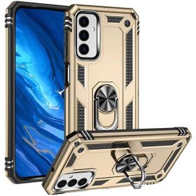 Gpack Samsung Galaxy M23 Vega Sert Silikon Tank Standlı Yüzüklü Mıknatıslı Gold Kılıf