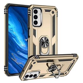 Gpack Samsung Galaxy M23 Vega Sert Silikon Tank Standlı Yüzüklü Mıknatıslı Gold Kılıf