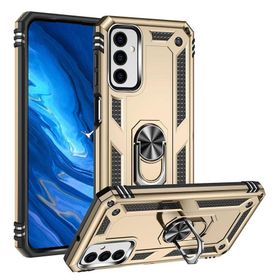 Gpack Samsung Galaxy M23 Vega Sert Silikon Tank Standlı Yüzüklü Mıknatıslı Gold Kılıf