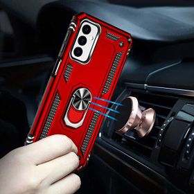 Gpack Samsung Galaxy M23 Vega Sert Silikon Tank Standlı Yüzüklü Mıknatıslı Kırmızı Kılıf